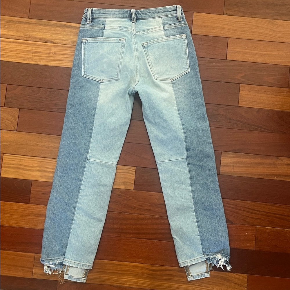 All Saints Kim TwoTone Light and Dark Blue Cropped Jeans - Picture 4 of 4